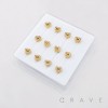 12PCS OF MULTI CZ HOLLOW HEART GEM PAVED 316L SURGICAL STEEL L SHAPE STUD BOX